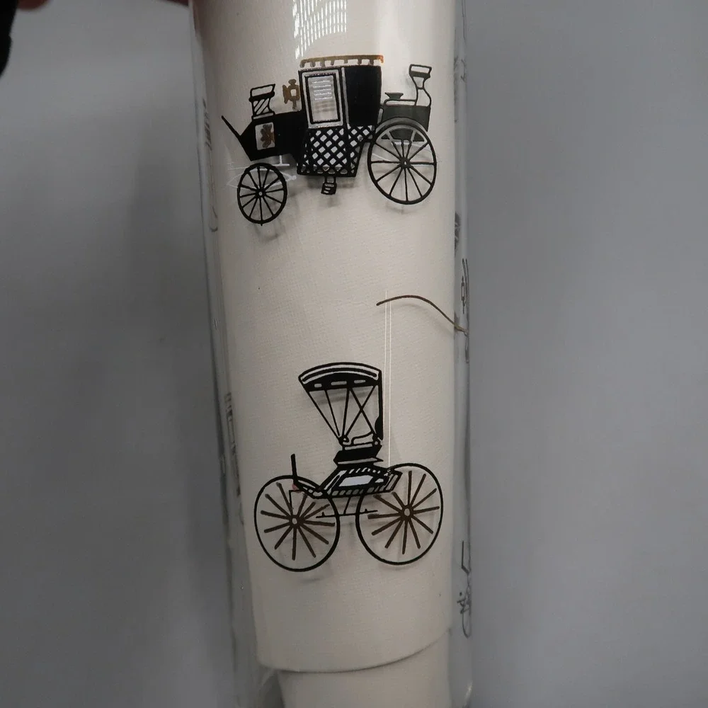 5 Vintage Libbey Black‎ Gold Carriage Drinking Glasses Highball Bar Tom Collins